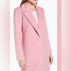 Something Navy Pink Long Coat | Tailored Wool-Blend Style | XL